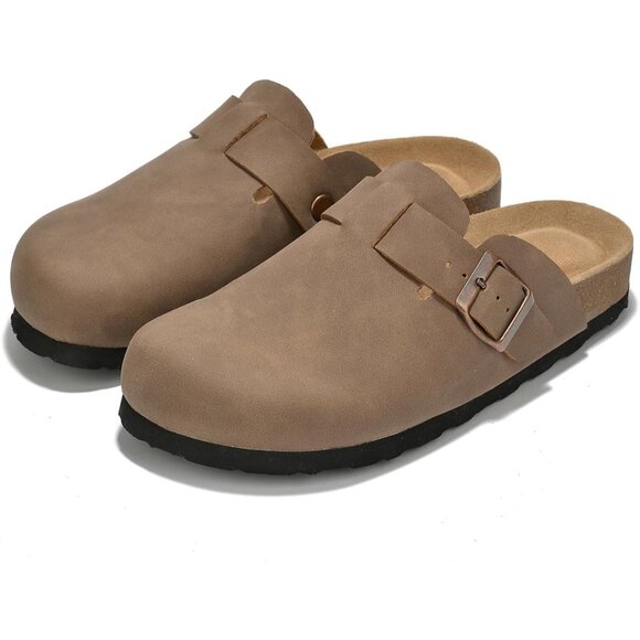 Genuine Leather Footbed Clogs for Women - Memory Foam Arch Support Slippers for - Picture 6 of 8